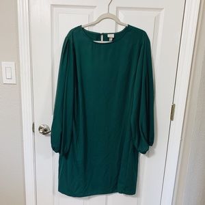 Teal puff sleeved dress